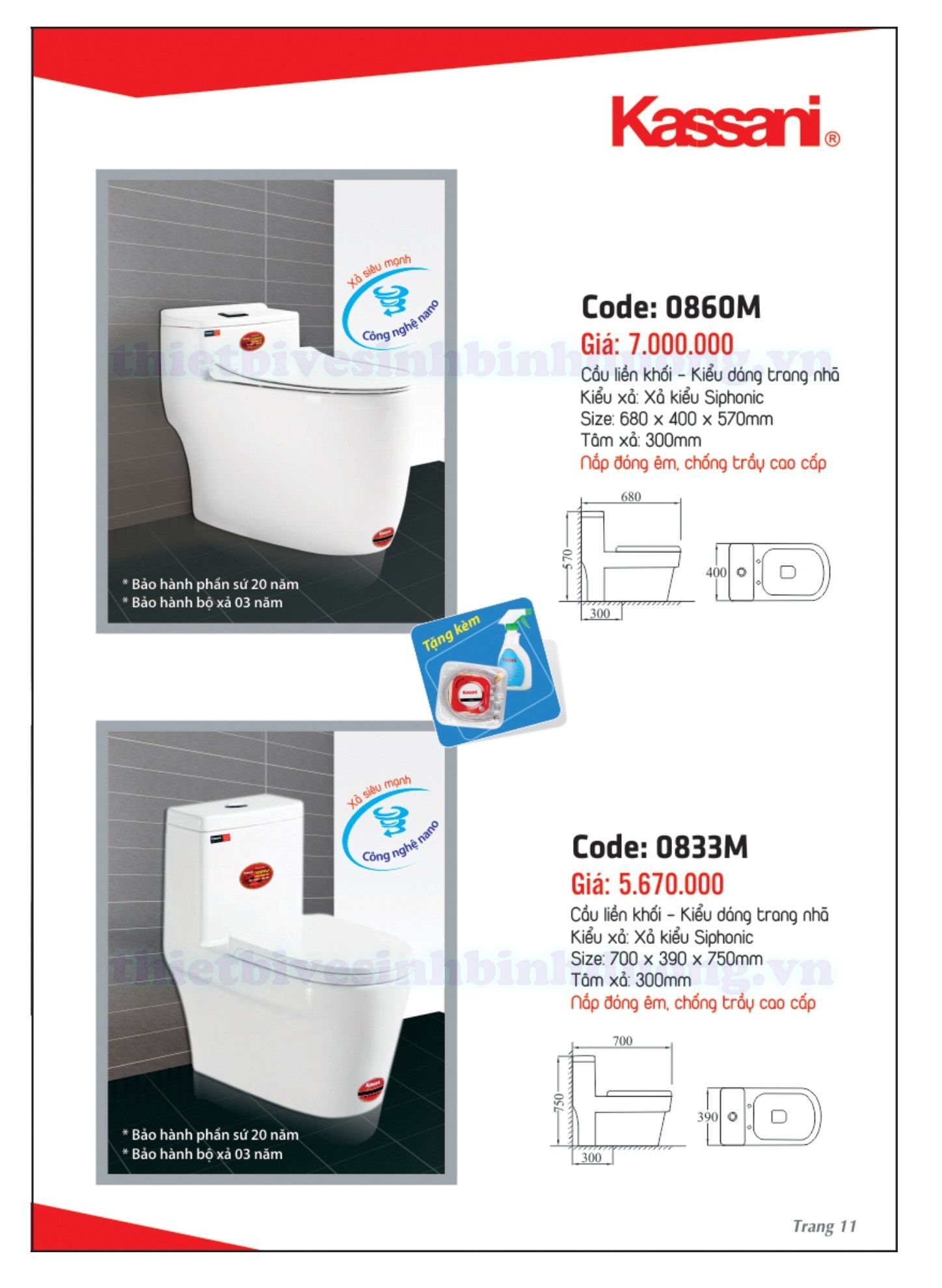 Bồn cầu sứ Thái Lan Kassani 0833M